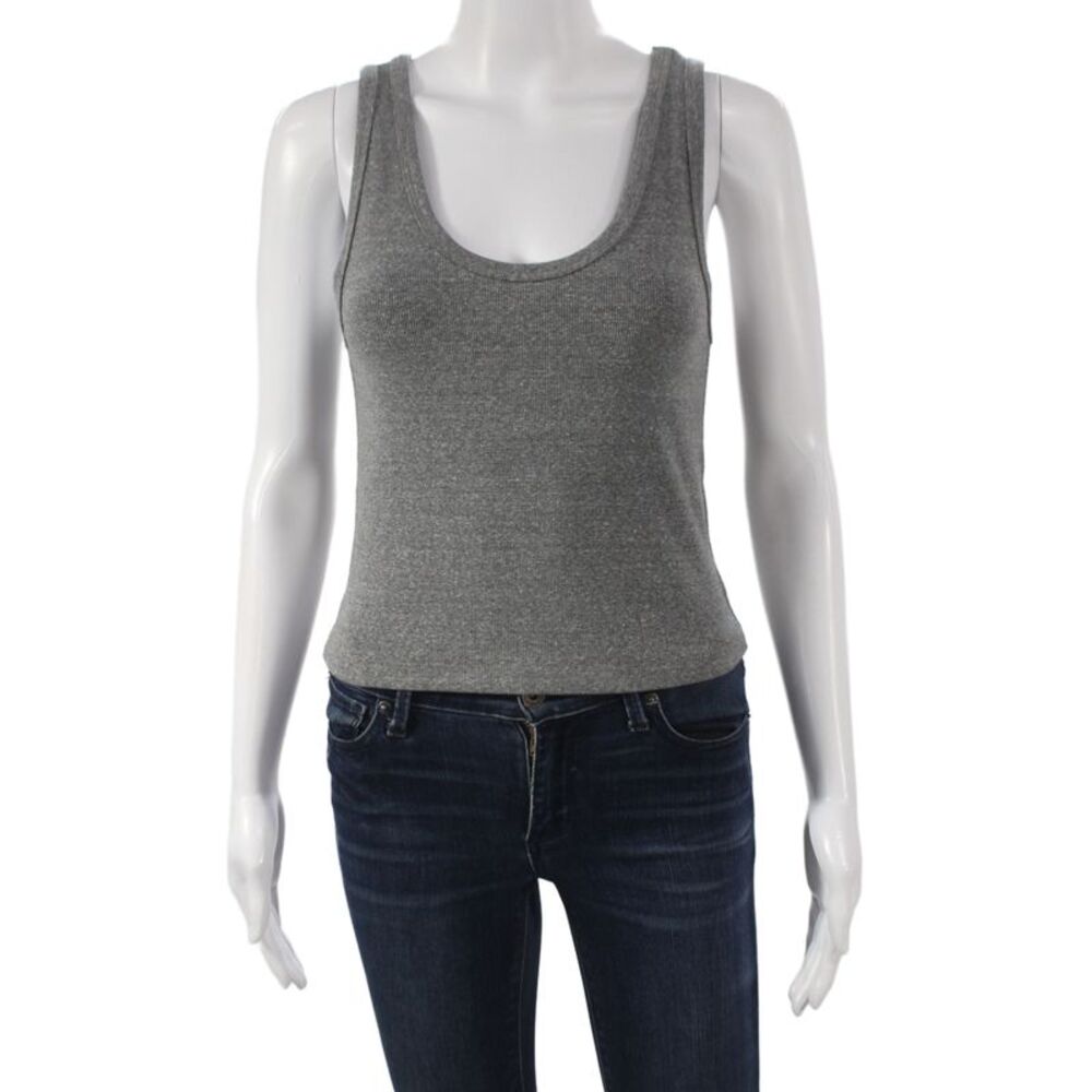 Perfect White Tee Womens Gray Scoop Neck Sleeveless Basic Tank Size S